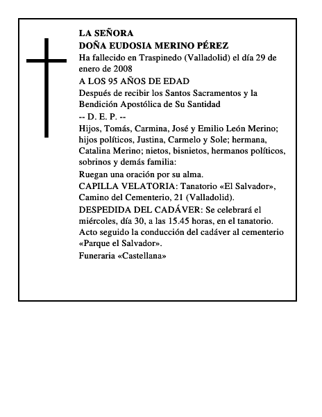 DOÑA EUDOSIA MERINO PÉREZ