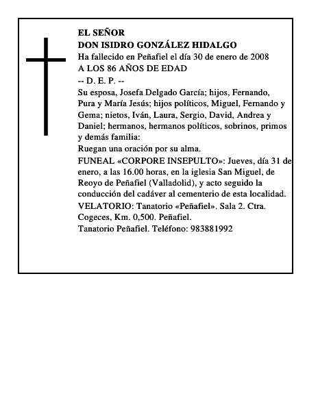 DON ISIDRO GONZÁLEZ HIDALGO
