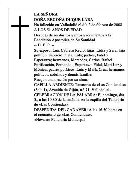 DOÑA BEGOÑA DUQUE LARA