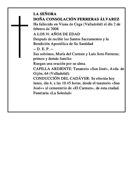 DOÑA CONSOLACIÓN FERRERAS ÁLVAREZ