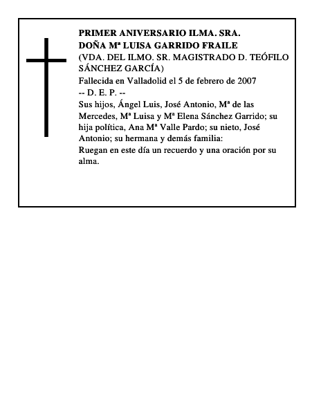 DOÑA Mª LUISA GARRIDO FRAILE