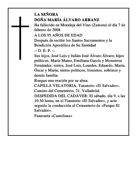 DOÑA MARÍA ÁLVARO ARRANZ