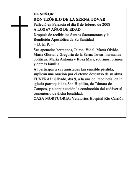 DON TEÓFILO DE LA SERNA TOVAR