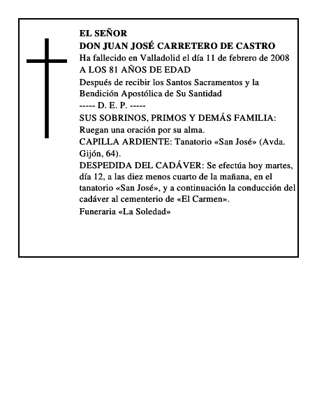 DON JUAN JOSÉ CARRETERO DE CASTRO