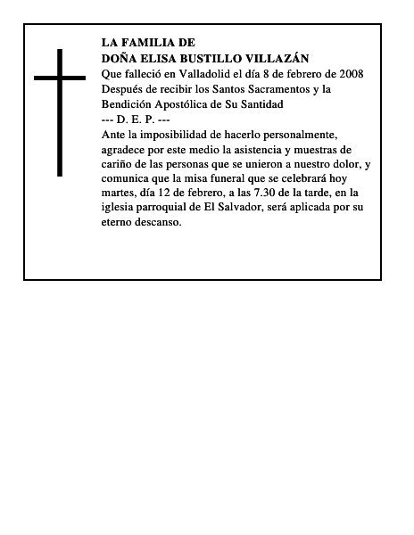 DOÑA ELISA BUSTILLO VILLAZÁN