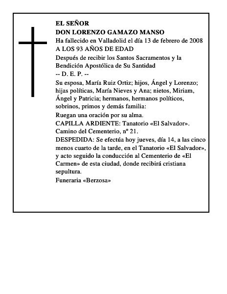 DON LORENZO GAMAZO MANSO