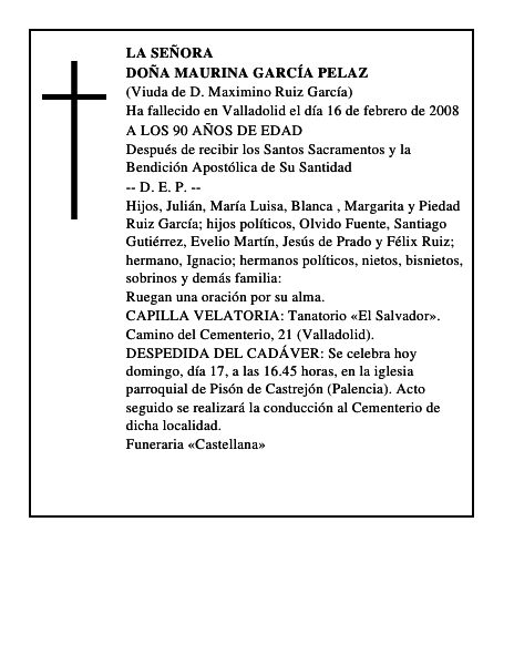 DOÑA MAURINA GARCÍA PELAZ