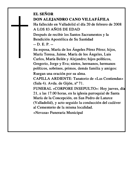 DON ALEJANDRO CANO VILLAFÁFILA