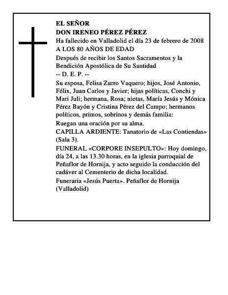 DON IRENEO PÉREZ PÉREZ