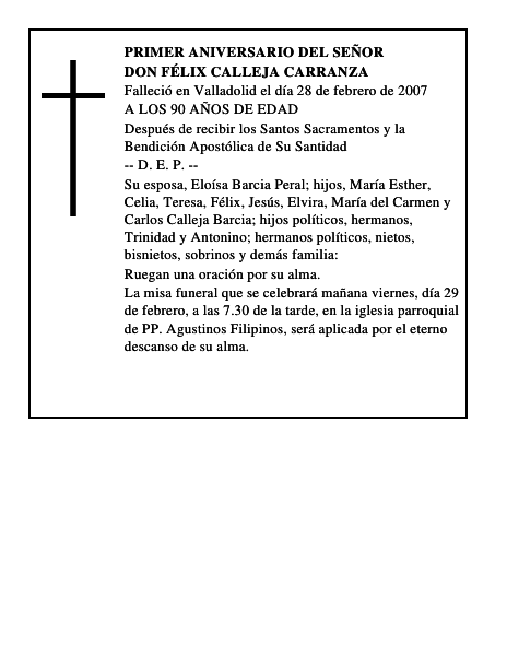 DON FÉLIX CALLEJA CARRANZA