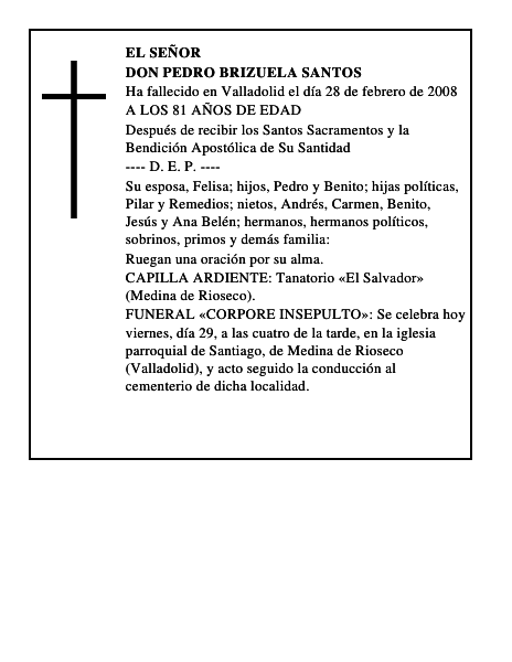 DON PEDRO BRIZUELA SANTOS