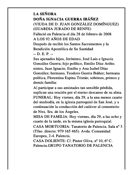 DOÑA IGNACIA GUERRA IBÁÑEZ