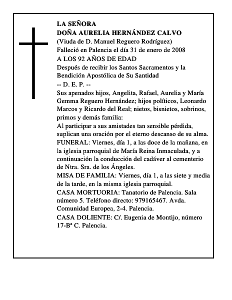 DOÑA AURELIA HERNÁNDEZ CALVO