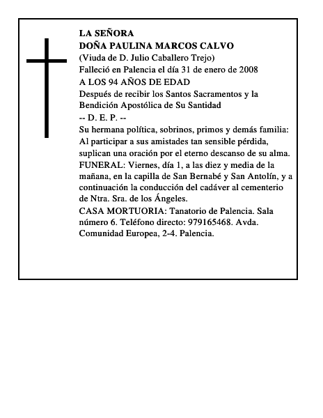DOÑA PAULINA MARCOS CALVO