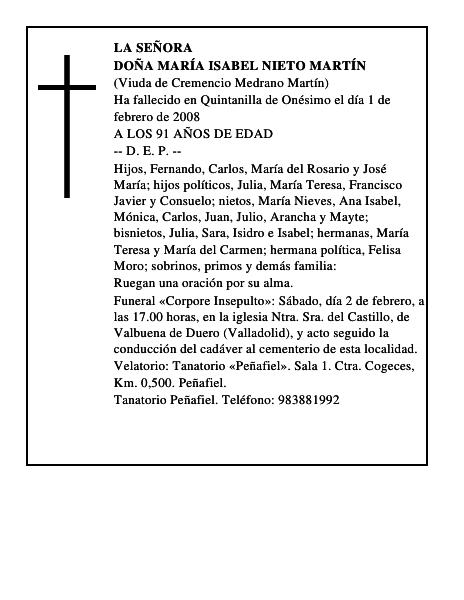 DOÑA MARÍA ISABEL NIETO MARTÍN