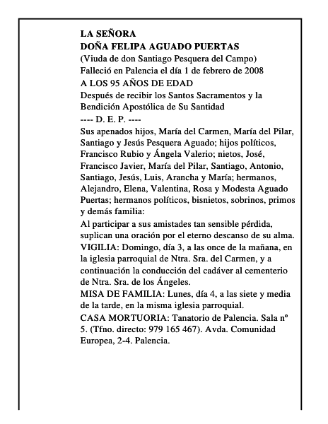 DOÑA FELIPA AGUADO PUERTAS