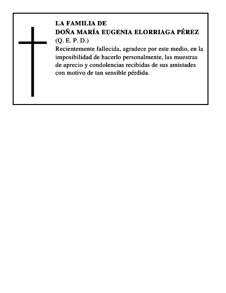 DOÑA MARÍA EUGENIA ELORRIAGA PÉREZ