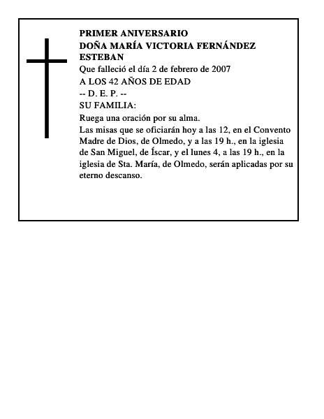 DOÑA MARÍA VICTORIA FERNÁNDEZ ESTEBAN