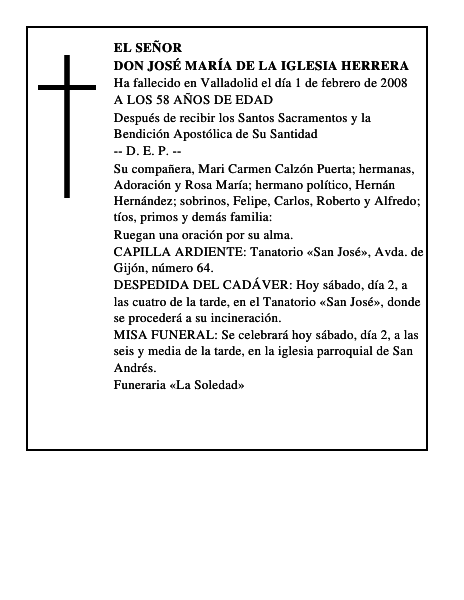 DON JOSÉ MARÍA DE LA IGLESIA HERRERA