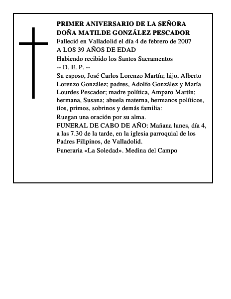 DOÑA MATILDE GONZÁLEZ PESCADOR