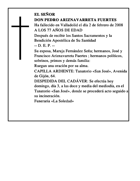 DON PEDRO ARIZNAVARRETA FUERTES