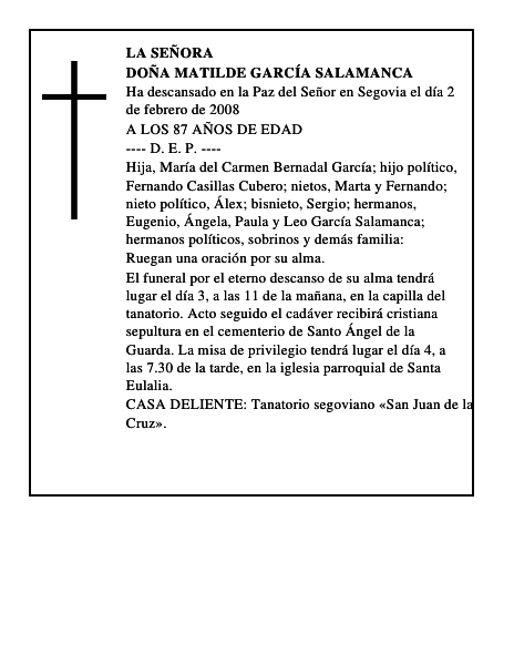 DOÑA MATILDE GARCÍA SALAMANCA