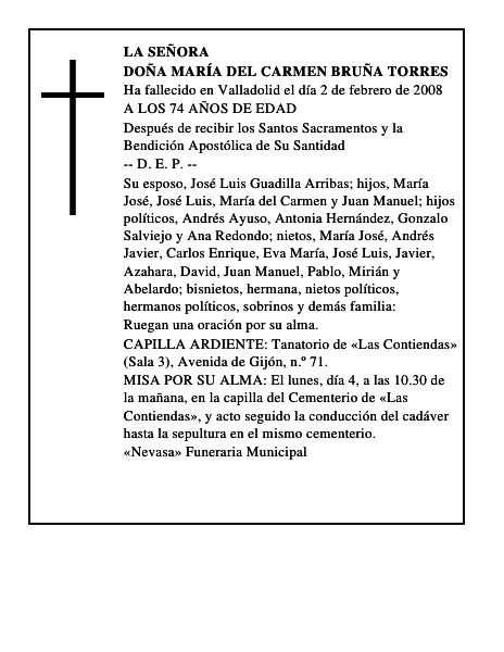 DOÑA MARÍA DEL CARMEN BRUÑA TORRES