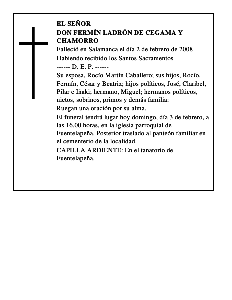 DON FERMÍN LADRÓN DE CEGAMA Y CHAMORRO