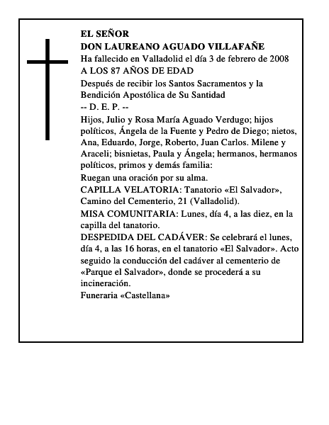 DON LAUREANO AGUADO VILLAFAÑE