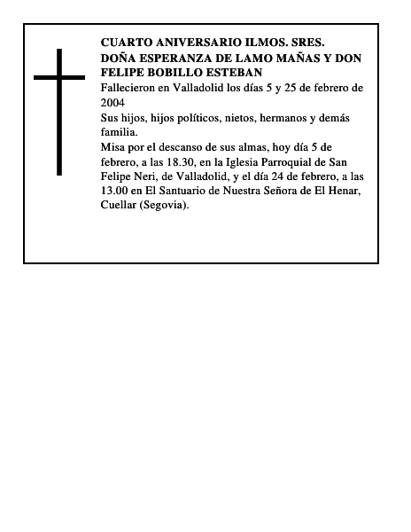 DOÑA ESPERANZA DE LAMO MAÑAS Y DON FELIPE BOBILLO ESTEBAN