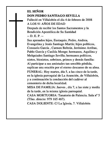 DON PEDRO SANTIAGO SEVILLA