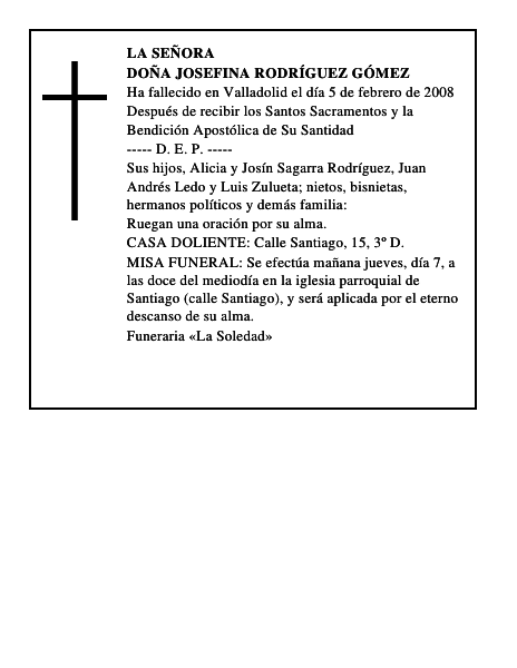 DOÑA JOSEFINA RODRÍGUEZ GÓMEZ