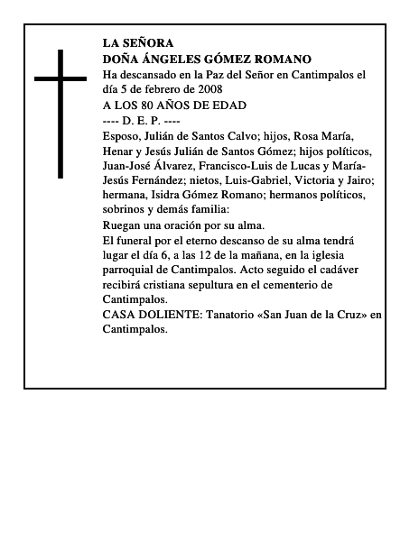 DOÑA ÁNGELES GÓMEZ ROMANO