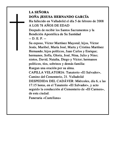 DOÑA JESUSA HERNANDO GARCÍA