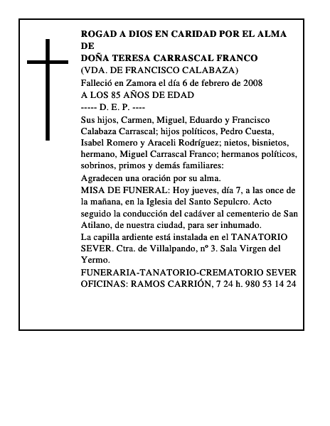 DOÑA TERESA CARRASCAL FRANCO