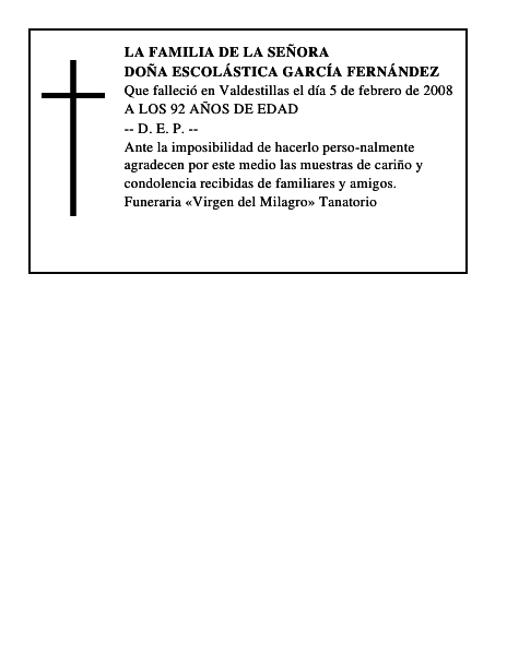 DOÑA ESCOLÁSTICA GARCÍA FERNÁNDEZ