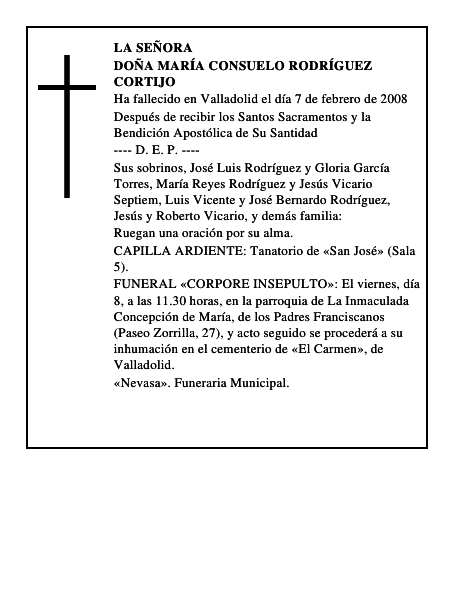 DOÑA MARÍA CONSUELO RODRÍGUEZ CORTIJO