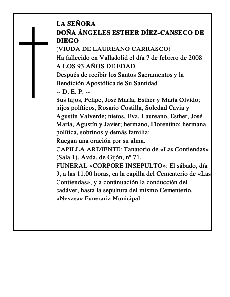 DOÑA ÁNGELES ESTHER DÍEZ-CANSECO DE DIEGO