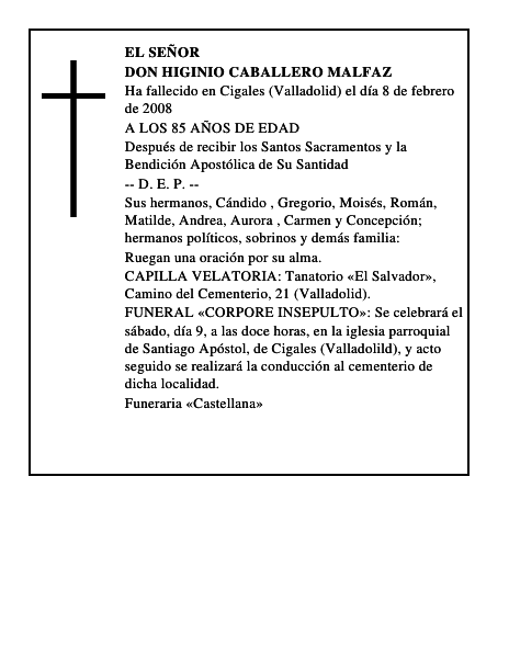 DON HIGINIO CABALLERO MALFAZ