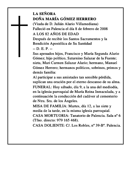 DOÑA MARÍA GÓMEZ HERRERO