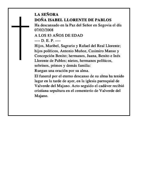 DOÑA ISABEL LLORENTE DE PABLOS