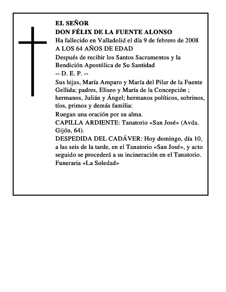 DON FÉLIX DE LA FUENTE ALONSO