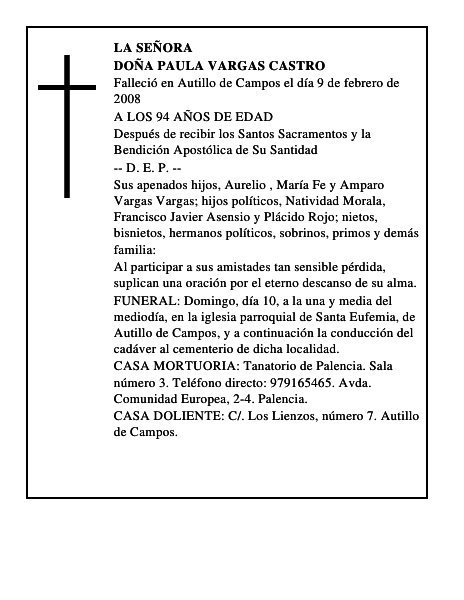 DOÑA PAULA VARGAS CASTRO
