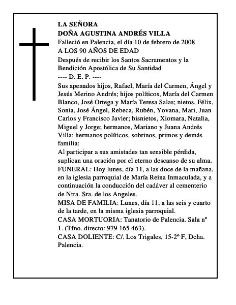 DOÑA AGUSTINA ANDRÉS VILLA