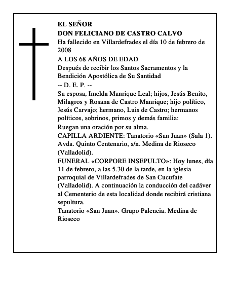 DON FELICIANO DE CASTRO CALVO