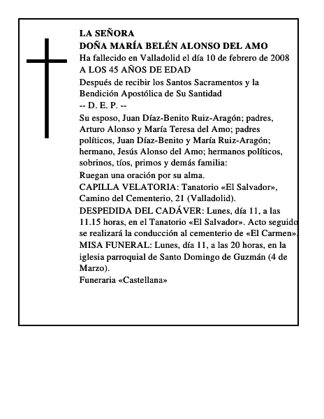 DOÑA MARÍA BELÉN ALONSO DEL AMO
