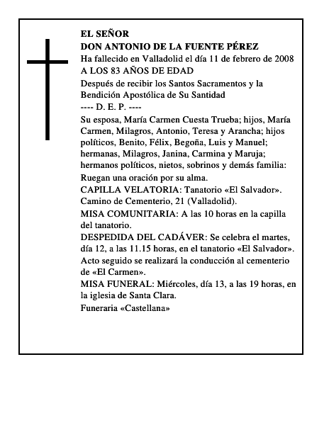 DON ANTONIO DE LA FUENTE PÉREZ