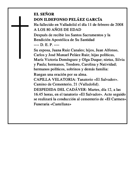 DON ILDEFONSO PELÁEZ GARCÍA