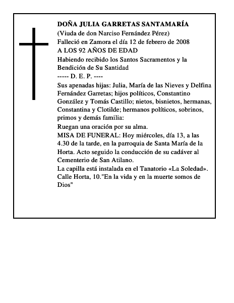 DOÑA JULIA GARRETAS SANTAMARÍA