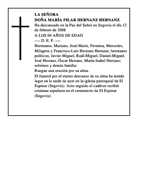 DOÑA MARÍA PILAR HERNANZ HERNANZ